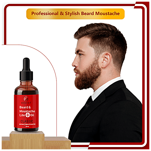 Newish Beard & Mostache Lite Oil - Classic, For Men, Manageable, Less Frizzy, 30 ml  