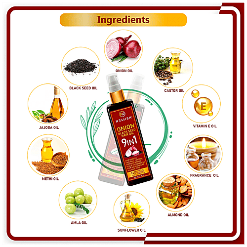 Newish Hair Oil With Onion, For Hair Growth, Anti Hairfall & Dandruff