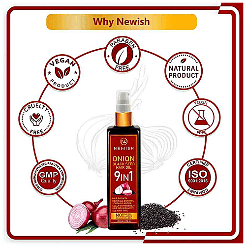 Newish Hair Oil With Onion, For Hair Growth, Anti Hairfall & Dandruff