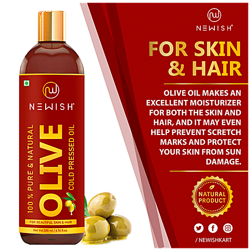 Buy Newish Pure Cold Pressed Olive Oil For Hair & Skin Online at Best