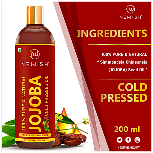 Newish Jojoba Oil - Cold Pressed, For Skin & Hair Growth, Virgin & Unrefined, 200 ml  