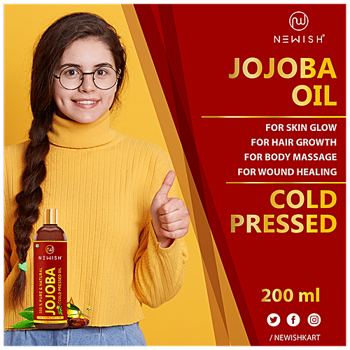Newish Jojoba Oil - Cold Pressed, For Skin & Hair Growth, Virgin & Unrefined, 200 ml  