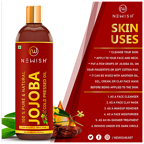 Newish Jojoba Oil - Cold Pressed, For Skin & Hair Growth, Virgin & Unrefined, 200 ml  