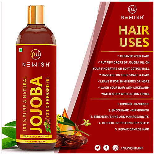 Newish Jojoba Oil - Cold Pressed, For Skin & Hair Growth, Virgin & Unrefined, 200 ml  