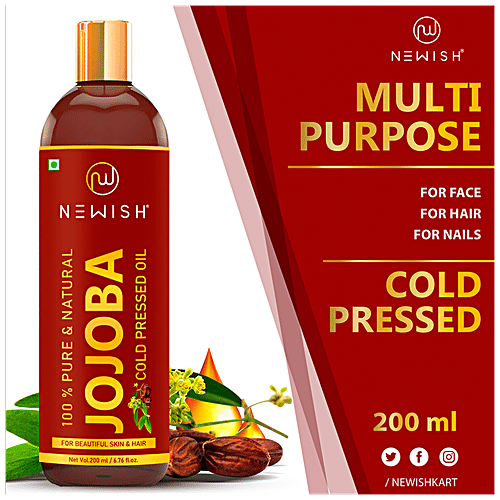 Newish Jojoba Oil - Cold Pressed, For Skin & Hair Growth, Virgin & Unrefined, 200 ml  
