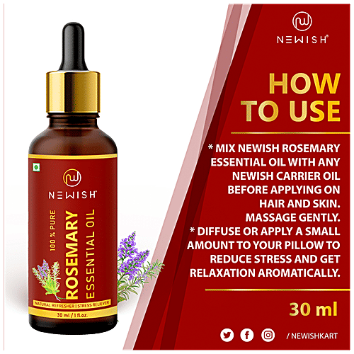 Newish Rosemary Essential Oil - For Hair Growth, Skin, Therapeutic Grade & Diffuser Aroma, 30 ml 1 