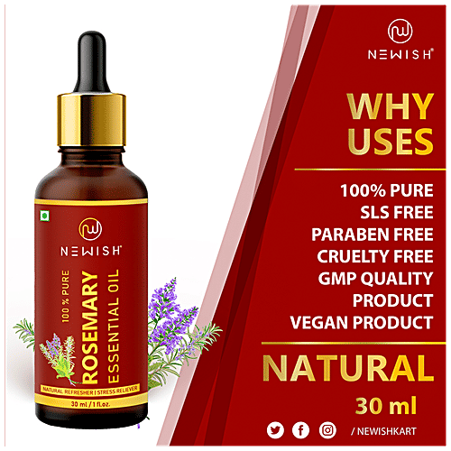 Newish Rosemary Essential Oil - For Hair Growth, Skin, Therapeutic Grade & Diffuser Aroma, 30 ml 1 