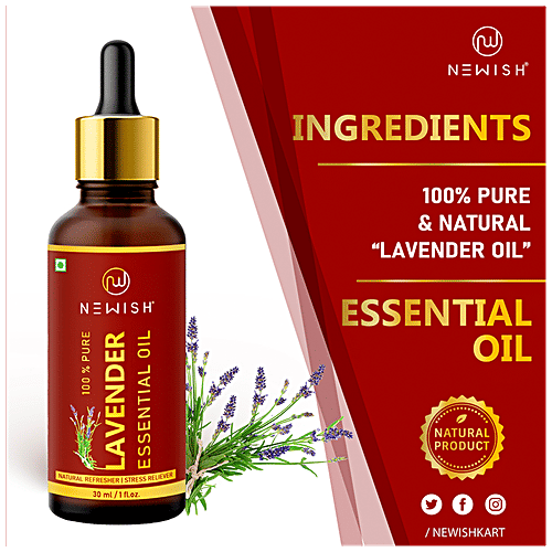 Buy Newish Lavender Essential Oil For Hair, Skin & Diffuser Online at