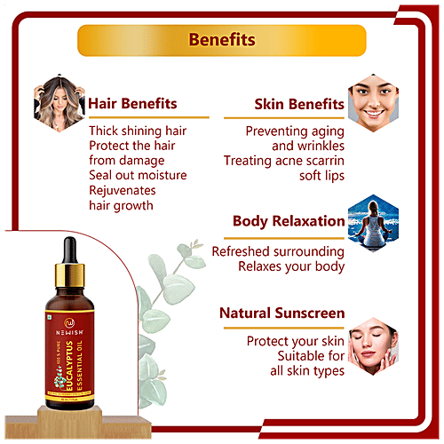 Newish Eucalyptus Oil - For Cold & Cough, Steam Inhalation, Diffuser, Natural Aromatherapy, 30 ml (Pack of 2) 