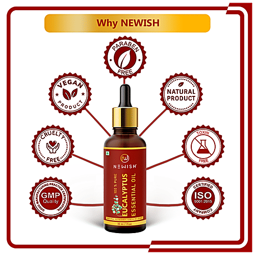 Newish Eucalyptus Oil - For Cold & Cough, Steam Inhalation, Diffuser, Natural Aromatherapy, 30 ml (Pack of 2) 