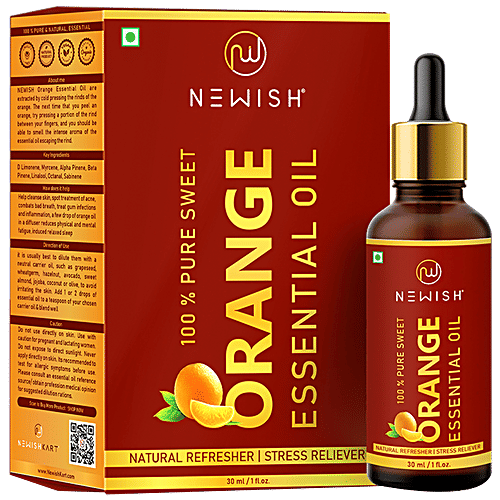 Buy Newish Orange Essential Oil For Face, Skin, Aroma, Diffuser, Cold Pressed Online at Best