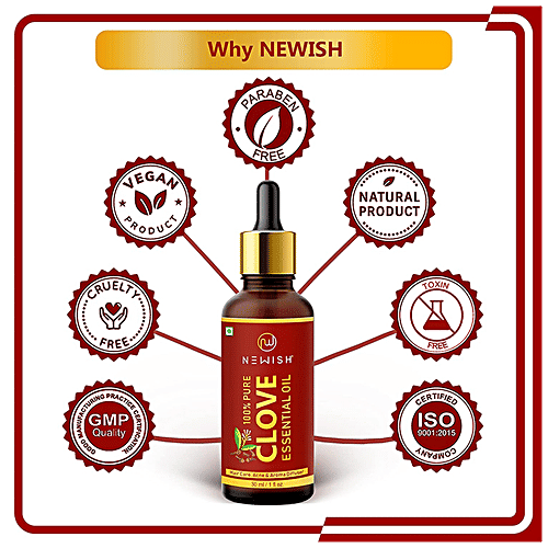 Buy Newish Clove Oil For Teeth Pain, Skin & Hair, Pure, Natural