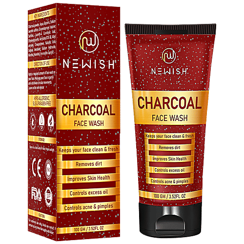 Newish Activated Charcoal Face Wash - For Oily Skin, Anti Pollution Parabens Free, All Skin Types, 100 g 1 