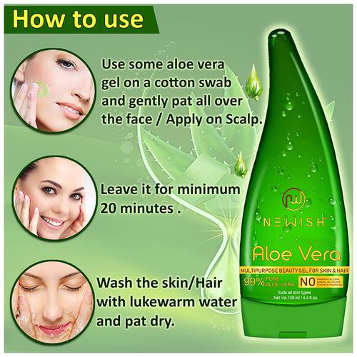 Buy Newish Pure Aloe Vera Gel - For Face Glow, Hair Growth & Skin  Moisturizer, For All skin Types Online at Best Price of Rs  -  bigbasket
