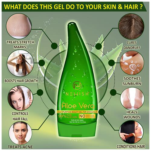 Buy Newish Pure Aloe Vera Gel - For Face Glow, Hair Growth & Skin  Moisturizer, For All skin Types Online at Best Price of Rs  -  bigbasket
