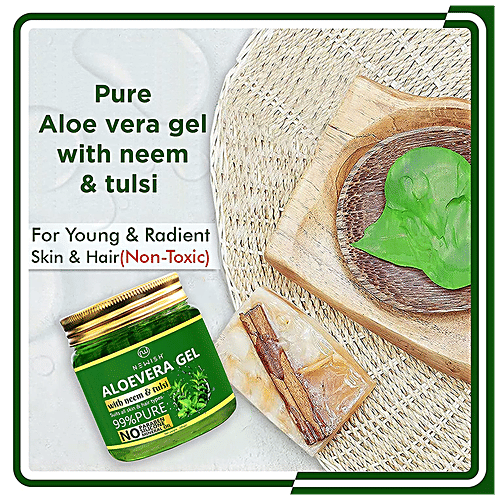Newish Aloe Vera Gel - For Acne, Scars, Glowing & Radiant Skin Treatment, Organic Non-Toxic, 2 pcs (200 g + 130 ml) 