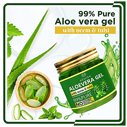 Newish Aloe Vera Gel - For Acne, Scars, Glowing & Radiant Skin Treatment, Organic Non-Toxic, 2 pcs (200 g + 130 ml) 
