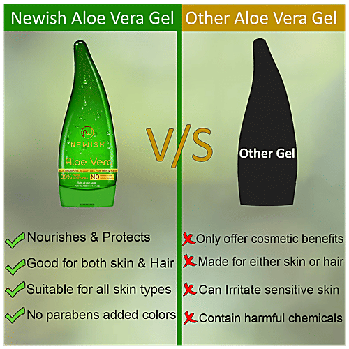 Newish Aloe Vera Gel - Multipurpose For Skin & Hair, 130 ml (Pack of 2) 