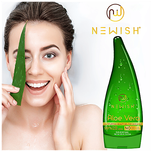 Newish Aloe Vera Gel - Multipurpose For Skin & Hair, 130 ml (Pack of 2) 