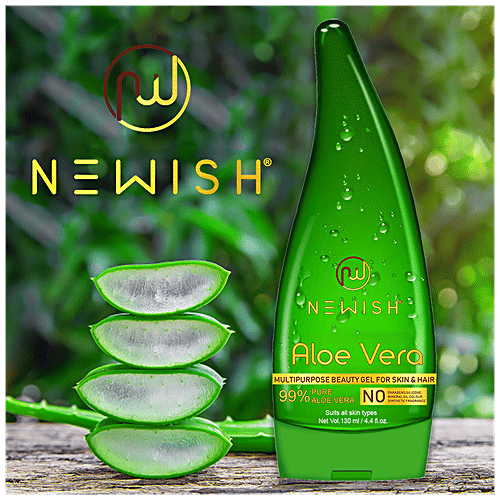 Newish Aloe Vera Gel - Multipurpose For Skin & Hair, 130 ml (Pack of 2) 
