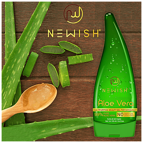 Newish Aloe Vera Gel - Multipurpose For Skin & Hair, 130 ml (Pack of 2) 