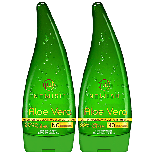Newish Aloe Vera Gel - Multipurpose For Skin & Hair, 130 ml (Pack of 2) 