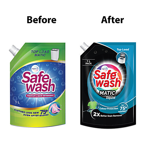 Buy Safewash Top Load Matic Liquid Detergent 2X Stain Removal Online at Best Price of Rs 150.