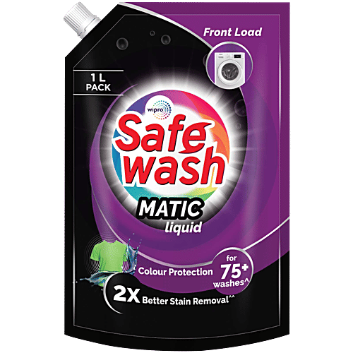 Safewash Front Load Matic Liquid Detergent - 2X Stain Removal, 1 L Pouch 2X Stain Removal
Colour Protection
Fresh Fragrance