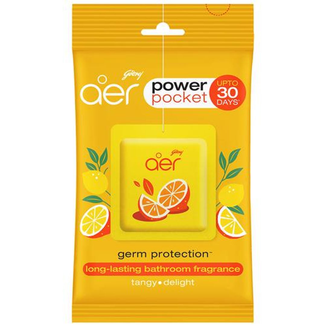 Godrej Aer Power Pocket Bathroom Fragrance - Tangy Delight With Germ Protection, Long Lasting, 10 g 