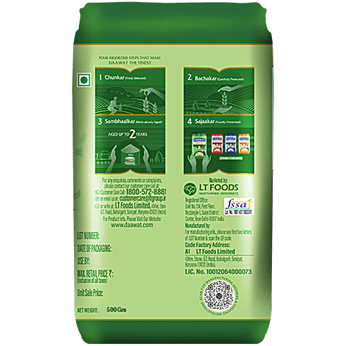 Daawat Biryani Basmati Rice, 500 g  World’s Longest Rice Grain, Expands upto 24mm