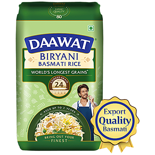 Daawat Biryani Basmati Rice, 500 g  World’s Longest Rice Grain, Expands upto 24mm