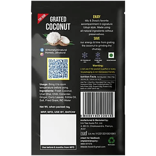 Homely Grated Coconut - Ready To Use, Natural, Retains Freshness & Nutrients, 100 g