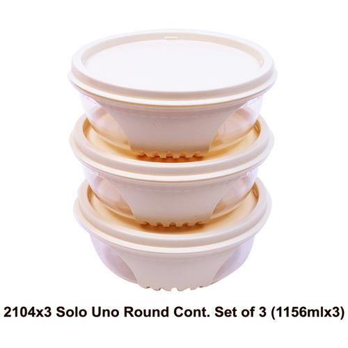 Unica Solo Uno Round Containers Set - Durable, Air Resistant, Ivory, 1.156 l (Pack of 3) 