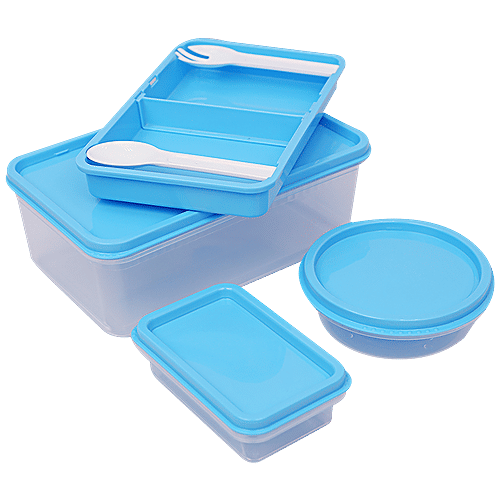 Unica Mangiamo Lunch Box - Blue, Leak Resistant, Microwave Safe, Perfect For Office Use, 1 pc  