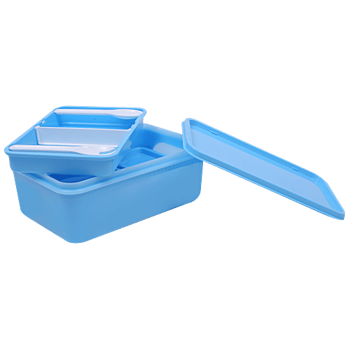 Unica Mangiamo Lunch Box - Blue, Leak Resistant, Microwave Safe, Perfect For Office Use, 1 pc  