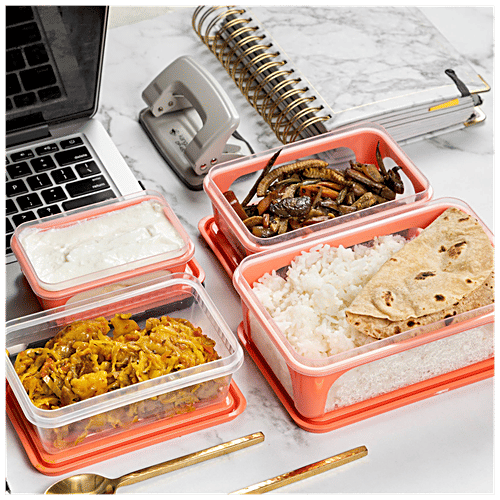 Unica Mangiamo Lunch Box - Blue, Leak Resistant, Microwave Safe, Perfect For Office Use, 1 pc  