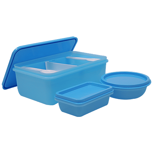 Unica Mangiamo Lunch Box - Blue, Leak Resistant, Microwave Safe, Perfect For Office Use, 1 pc  
