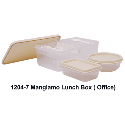 Unica Mangiamo Lunch Box - Ivory, Leak Resistant, Microwave Safe, Perfect For Office Use, 1 pc  
