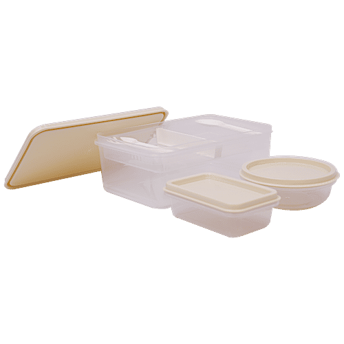 Unica Mangiamo Lunch Box - Ivory, Leak Resistant, Microwave Safe, Perfect For Office Use, 1 pc  