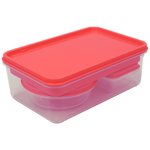 Unica Mangiamo Lunch Box For Kids - Coral Red, Leak Resistant, Microwave Safe, 1 pc  