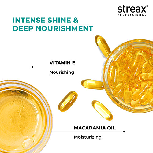 Streax Professional Vitariche Gloss Hair Serum - With Macadamia Oil & Vitamin E, For Silky, Smooth Finish, 45 ml  