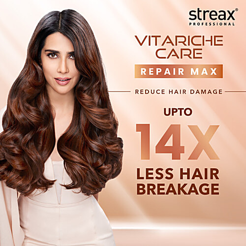 Streax Professional Vitariche Care Repair Max Shampoo - With Hydrolyzed Flax Protein, For Dry To Damaged Hair, 300 ml