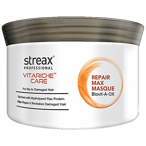 Streax Professional Vitariche Care Repair Max Masque - With Hydrolyzed Flax Protein, For Dry To Damaged Hair, 200 g  