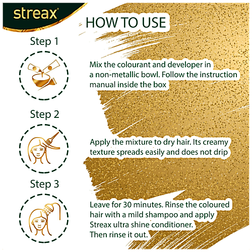 Streax Cream Hair Colour - With Shine On Conditioner, For Smooth & Shiny Hair, 45 ml Natural Black
