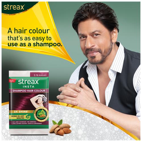 Buy Streax Insta Shampoo Hair Colour - Almond Oil & Noni Extract, 100% Grey  Coverage, No Ammonia Online at Best Price of Rs  - bigbasket