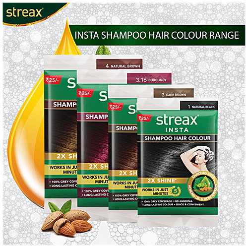 Buy Streax Insta Shampoo Hair Colour Almond Oil & Noni Extract, 100