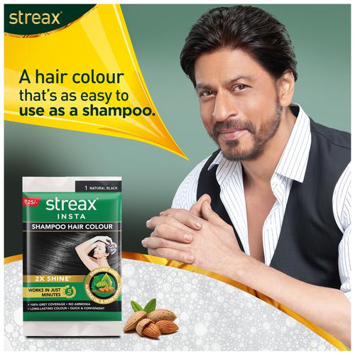 Buy Streax Insta Shampoo Hair Colour - Almond Oil & Noni Extract, 100% Grey  Coverage, No Ammonia Online at Best Price of Rs 25 - bigbasket