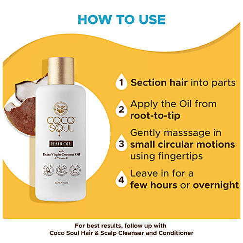 Coco Soul Hair Oil - Extra Virgin Coconut Oil & Vitamin E, 100% Natural, Paraben Free, 200 ml  