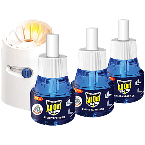 All Out Ultra Liquid Vaporizer Mosquito Repellent, 45 ml (Machine + 3 Refills) Kills Disease Spreading Mosquitoes
Recommended by Indian Medical Association