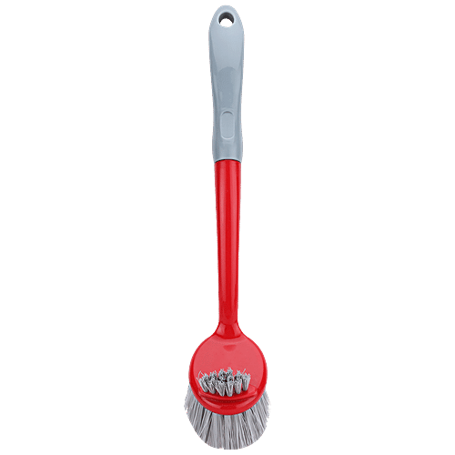 Liao Sink Brush - Double Sided, Cleans Tough Stains, Soft Grip Handle, Red, 1 pc  